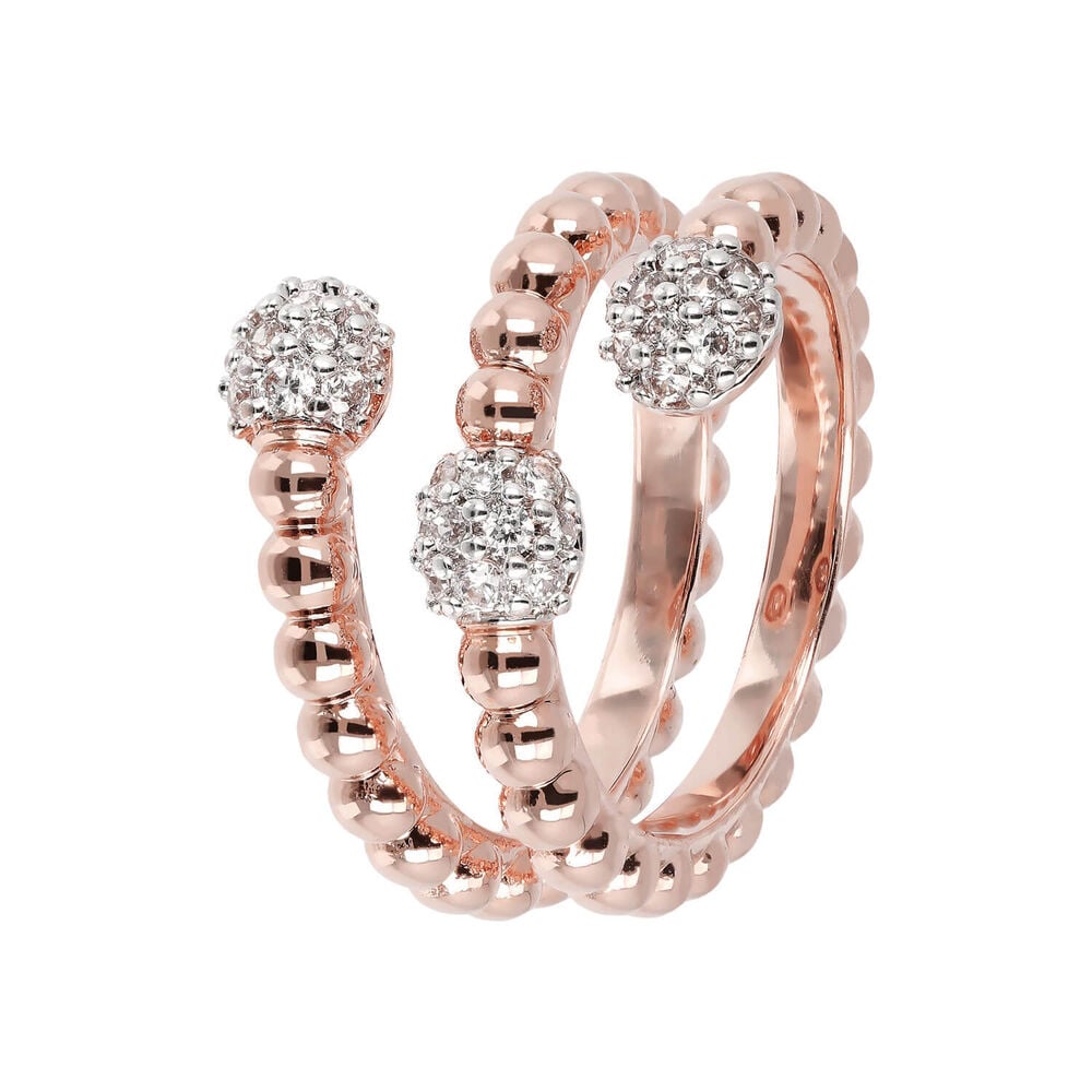 Bronzallure Altissima 18ct Rose Gold-Plated Beaded Wrap Ring