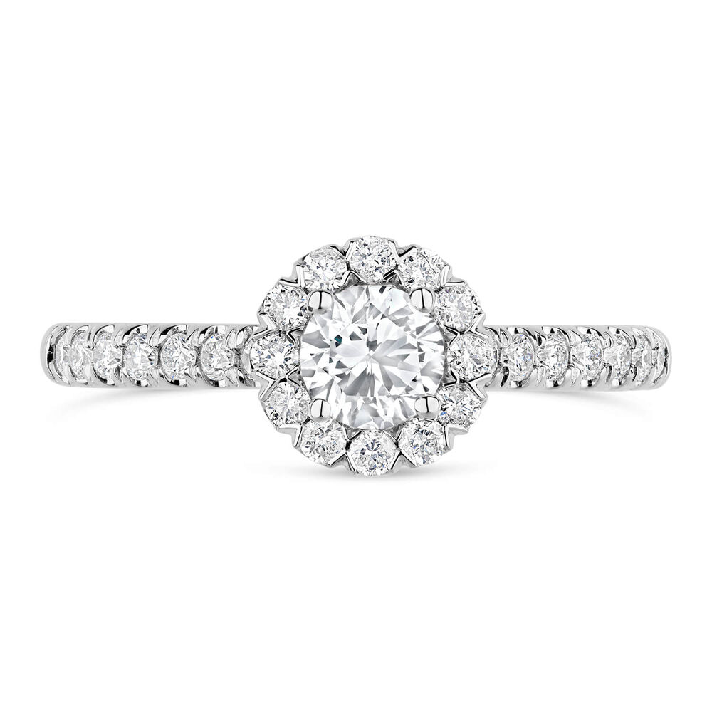 18ct White Gold 0.66ct Diamond Halo Shoulder-Set Ring image number 1