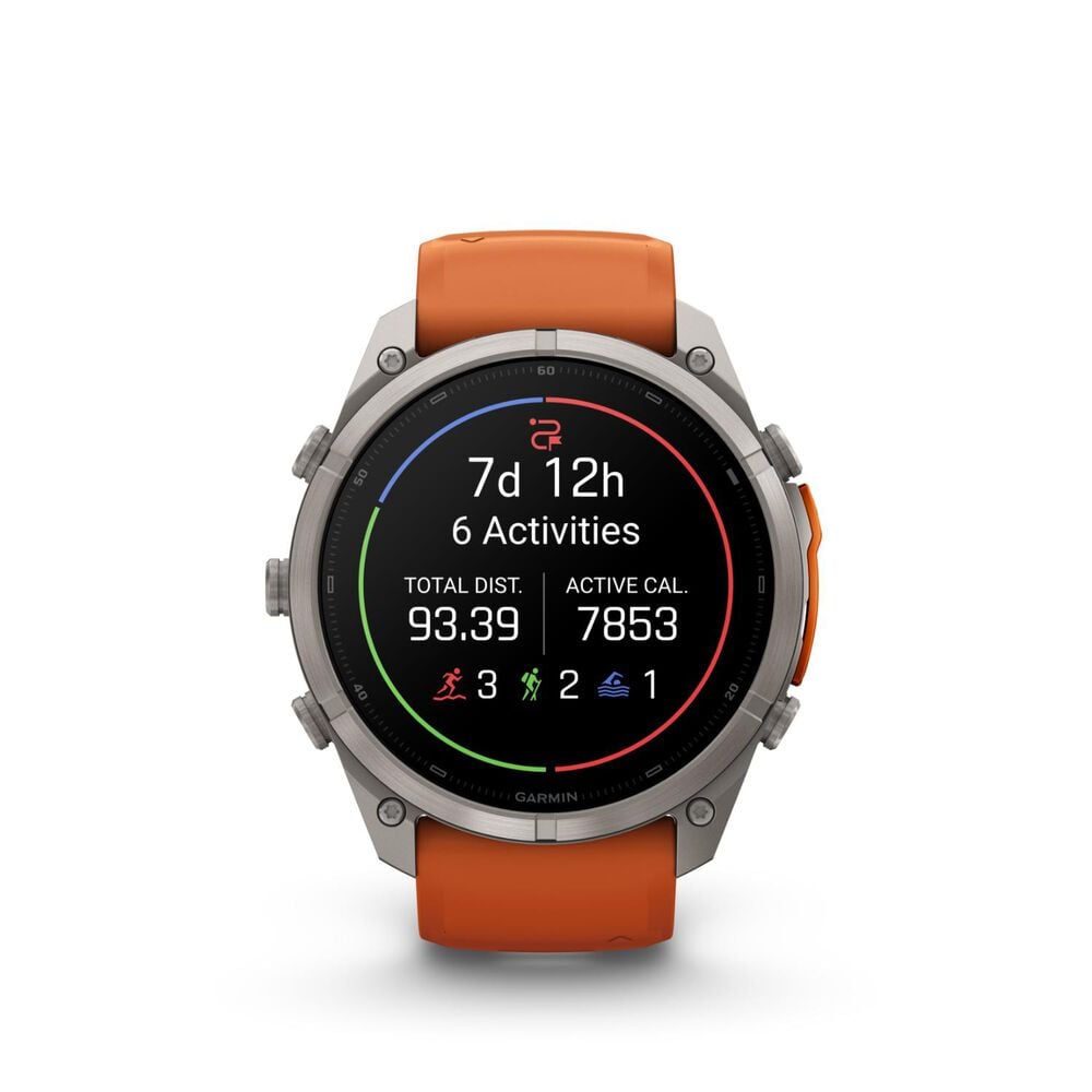 Garmin fenix 9 Pro 51mm Titanium Autumn Orange/Spark Orange Silicone Strap Watch