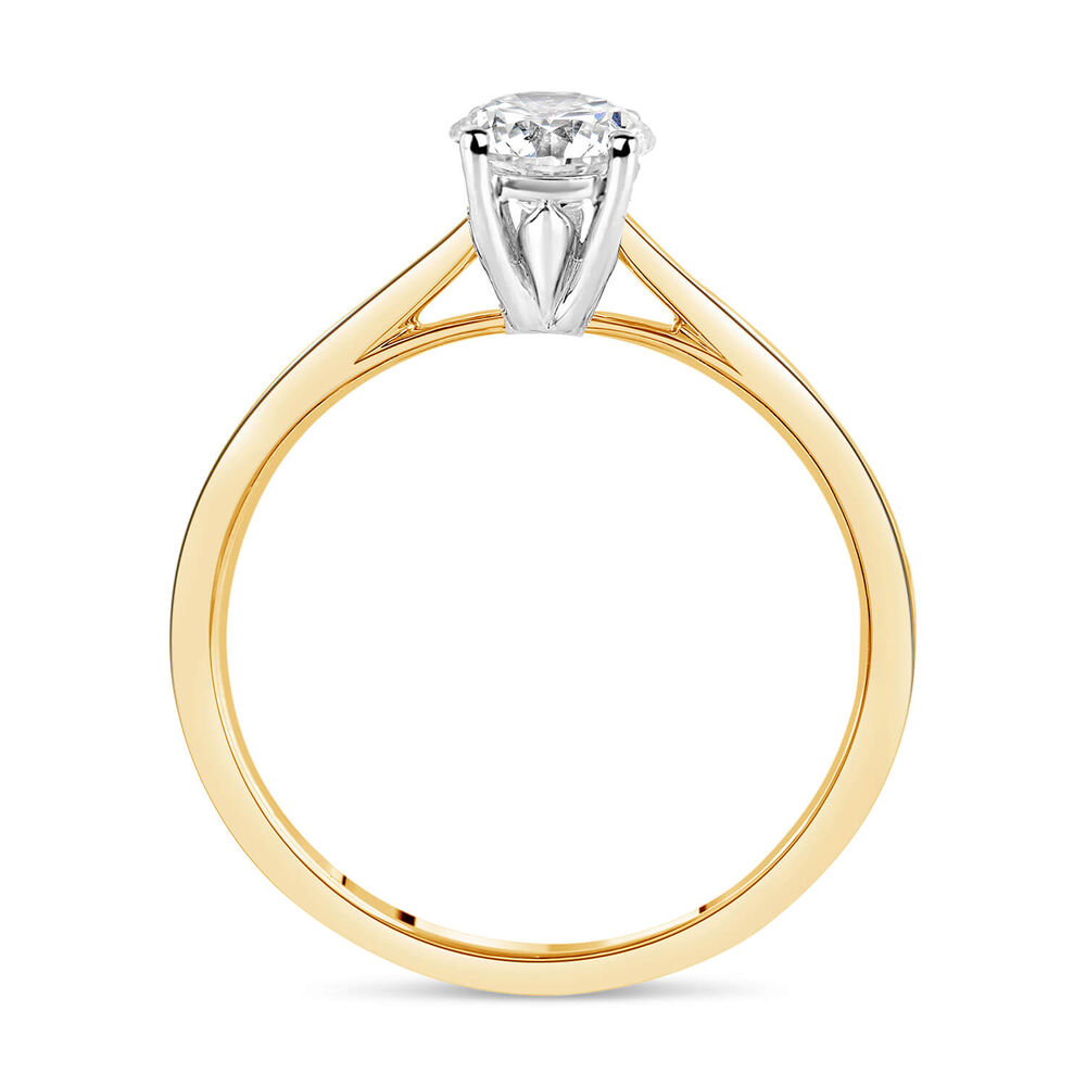 18ct Yellow Gold 0.75ct Round Diamond Tulip Setting Ring image number 2