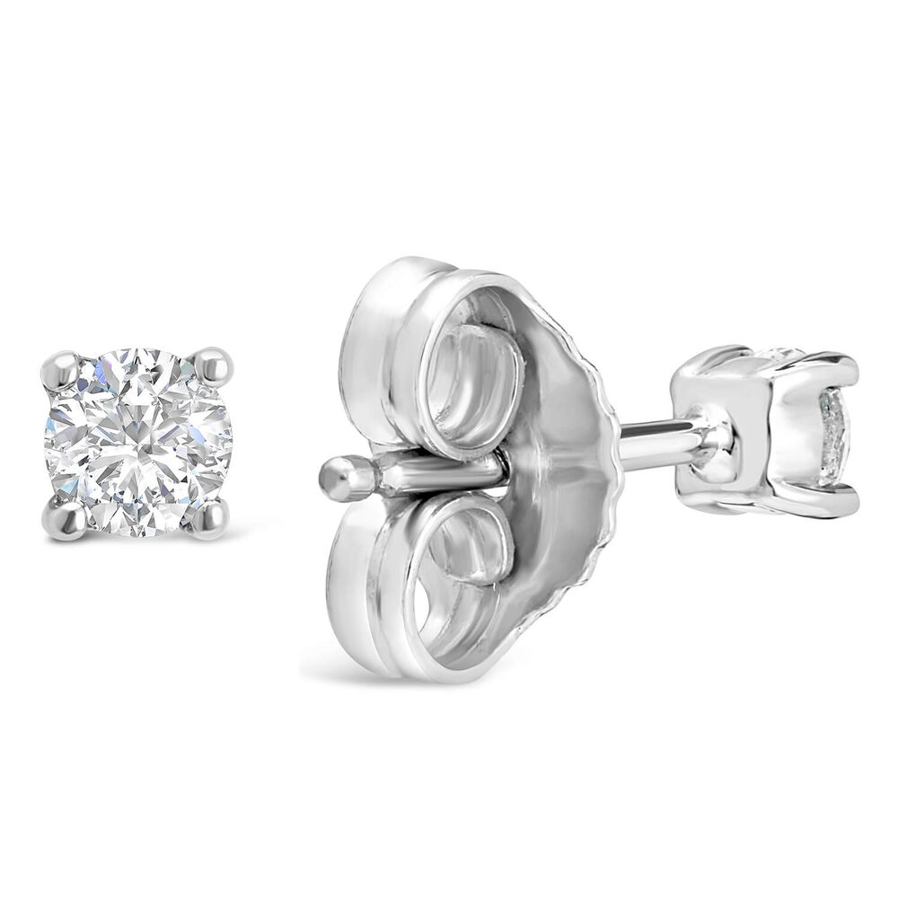 9ct White Gold Diamond Stud Earrings image number 3