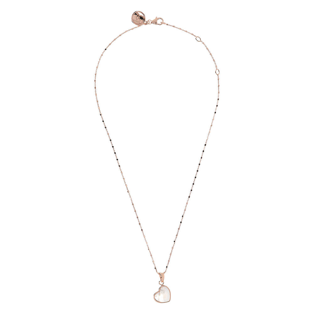 Bronzallure Heart Shape Flat Stone Mini Pendant Necklace