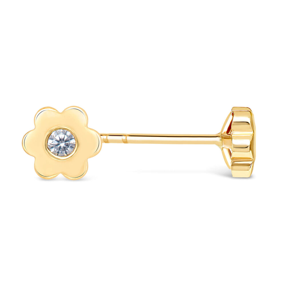 9ct Yellow Gold Cubic Zirconia Set Simple Flower Kids Stud Earrings image number 1