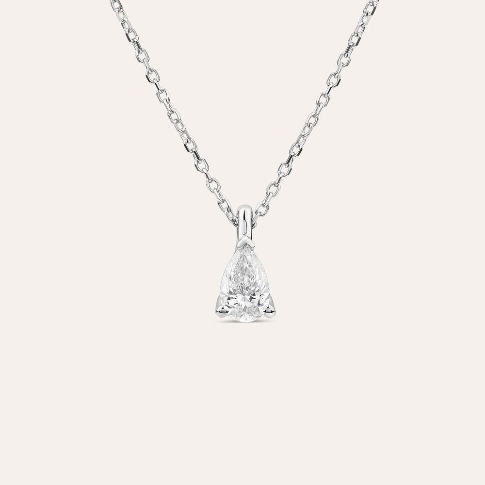 Born 9ct White Gold 0.30ct Lab Grown Pear Diamond Pendant