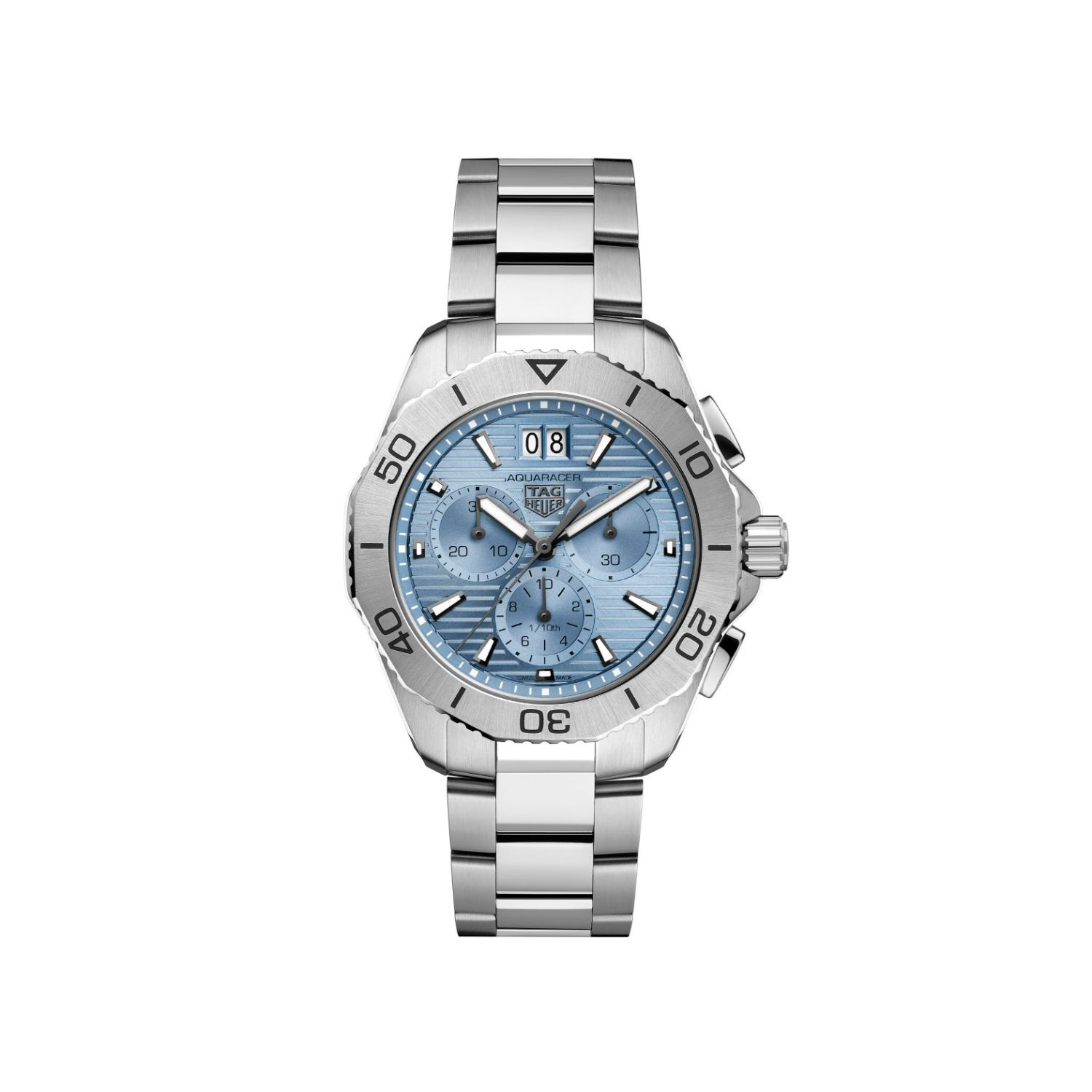TAG Heuer Aquaracer Professional 200 Chronograph 40mm Light Blue Dial Steel Bracelet Watch