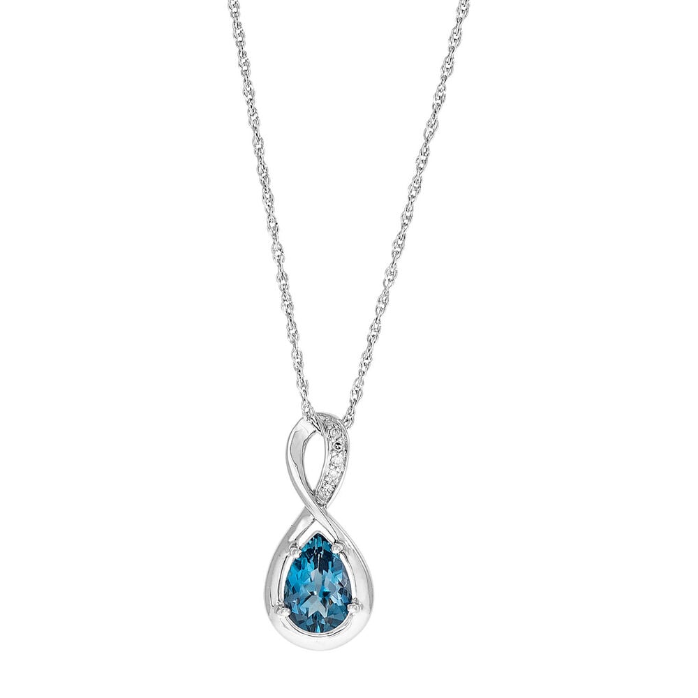 9ct White Gold London Blue Topaz and Diamond Pendant image number 0