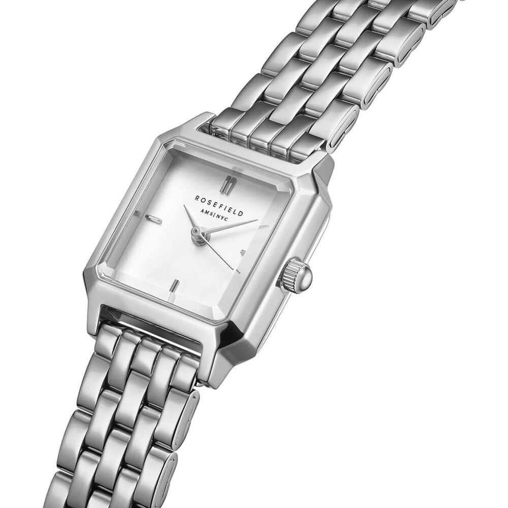 Rosefield Boxelle Silver 19.5x19.5mm White Matte Dial Silver Plated Steel Bracelet Watch