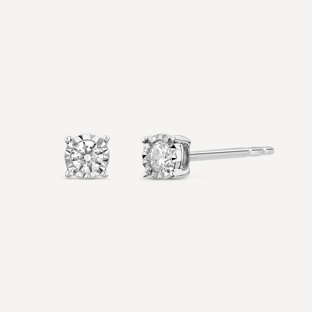 9ct White Gold 0.12ct Diamond Solitaire Stud Earrings