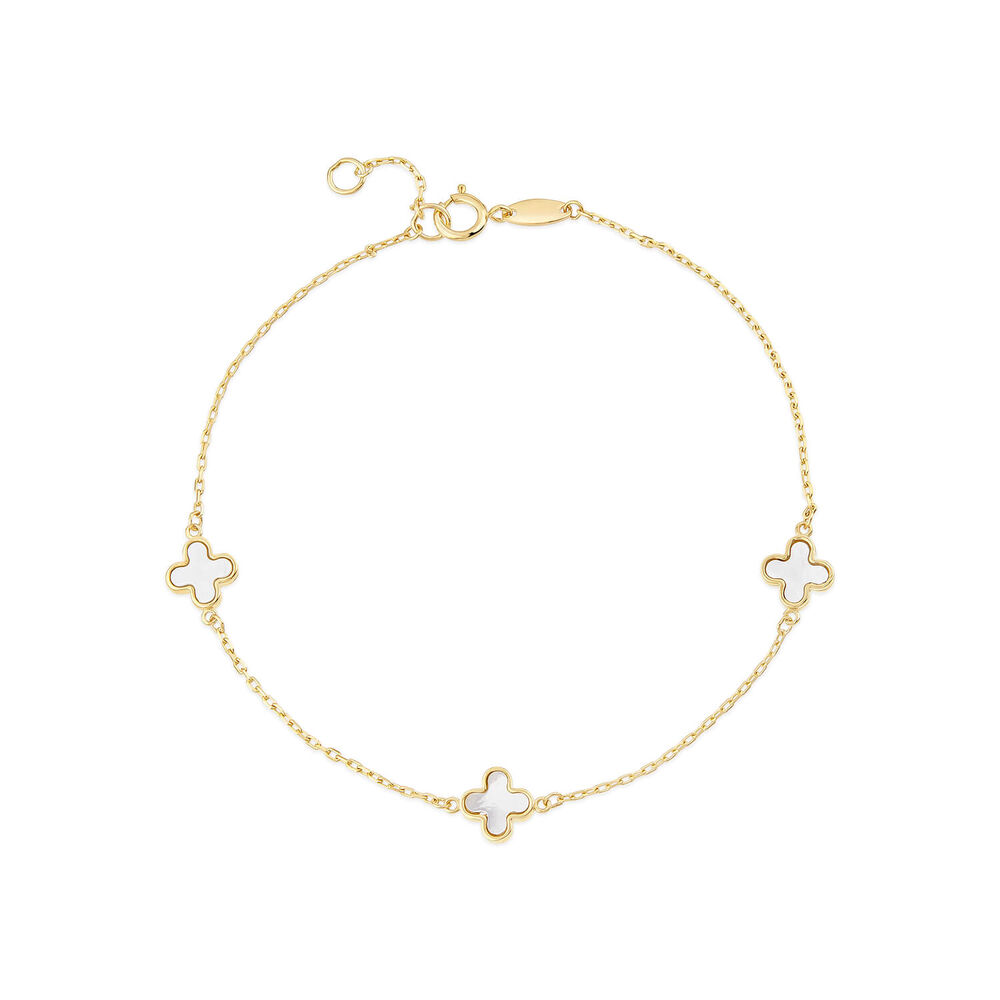9ct Yellow Gold Mother of Pearl Petal Bracelet image number 0