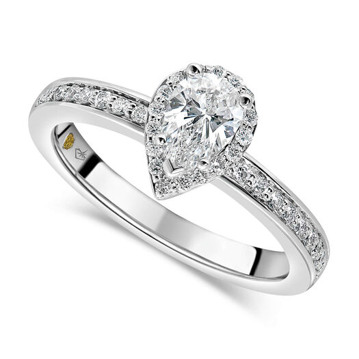 Northern Star 18ct White Gold 0.70ct Diamond Pear Halo & Shoulders Ring