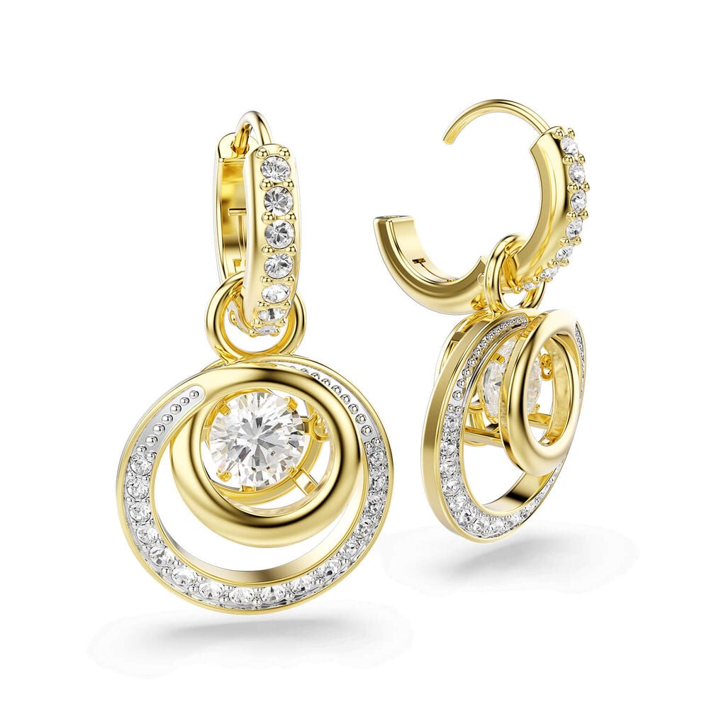 Swarovski Hyperbola Crystals & Cubic Zirconia 18ct Yellow Gold Finished Drop Earrings