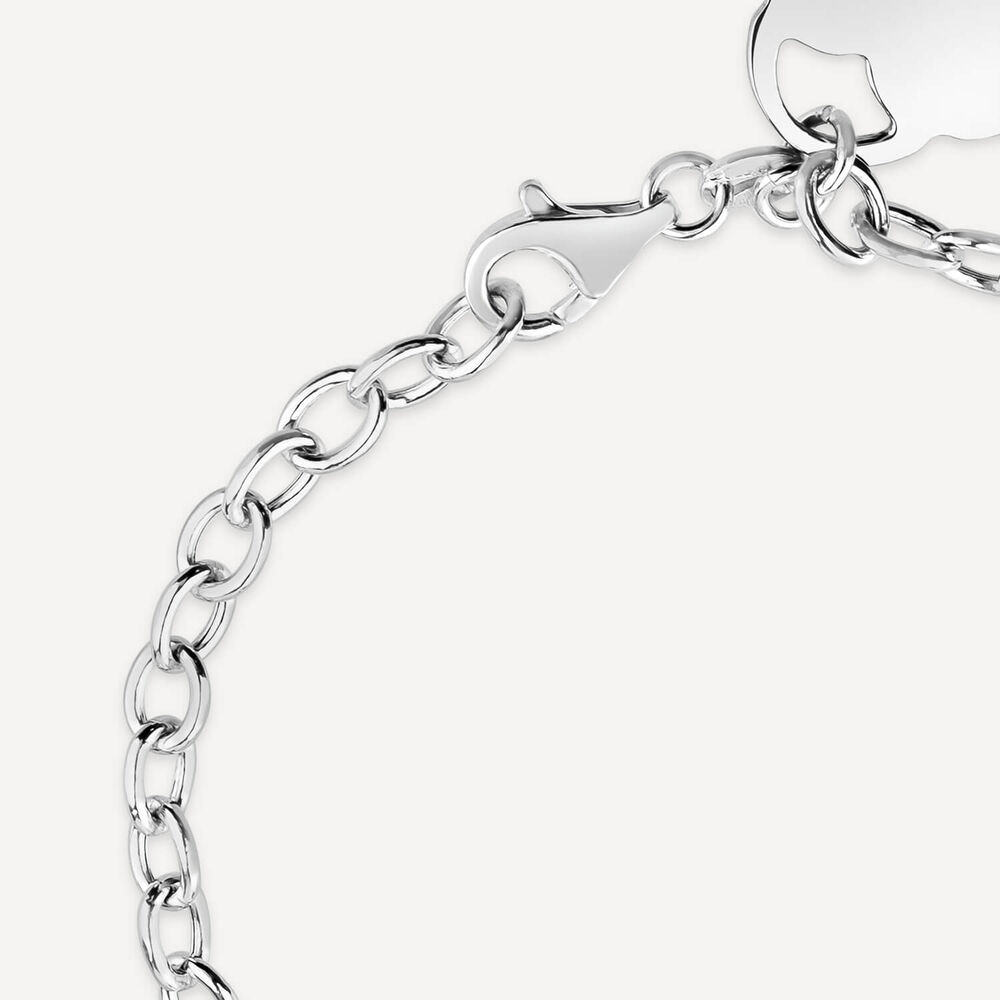 Sterling Silver Belcher Polished Heart Drop Bracelet image number 3