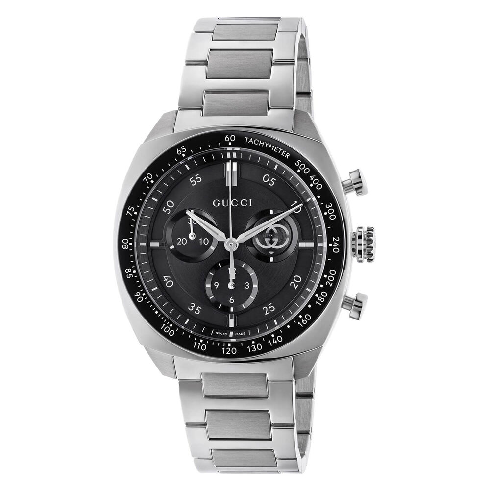 Gucci Interlocking Chronograph 40mm Black Dial Steel Bracelet Watch image number 0