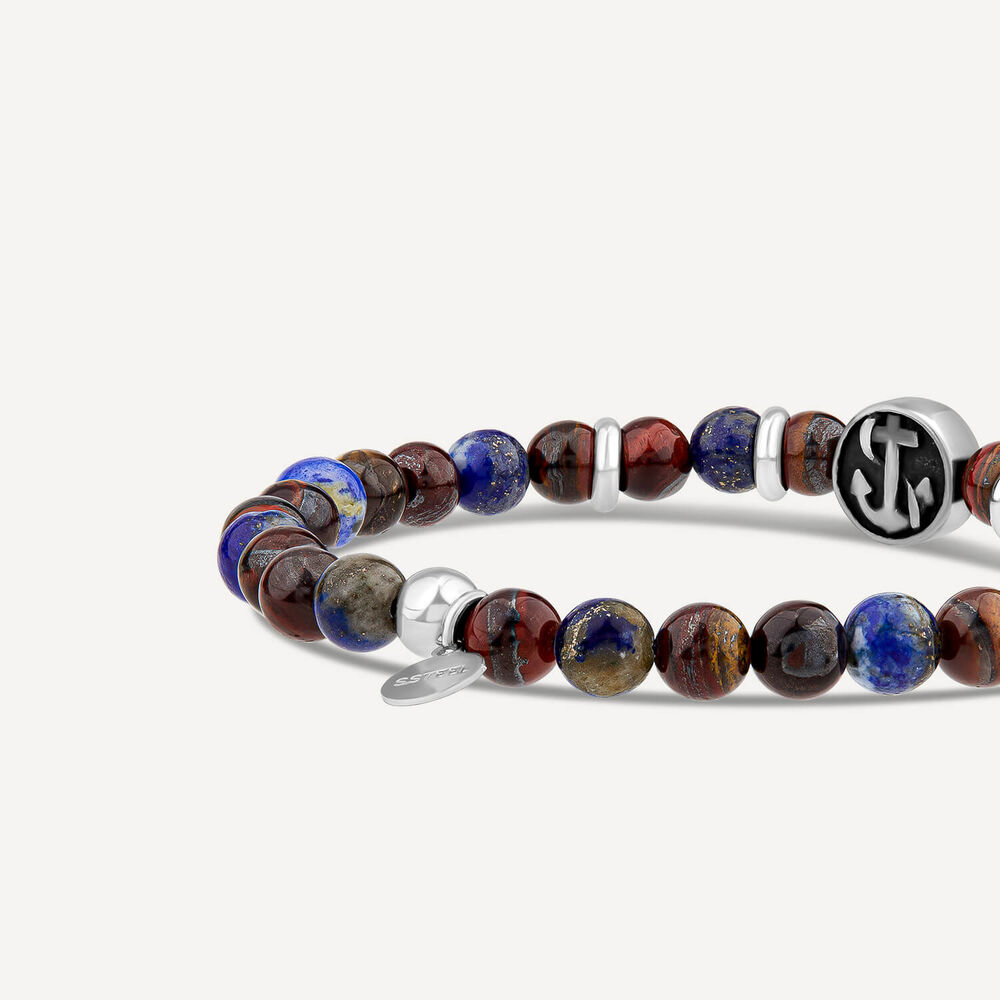 Men's Multicolour Bead Anchor Bracelet image number 3