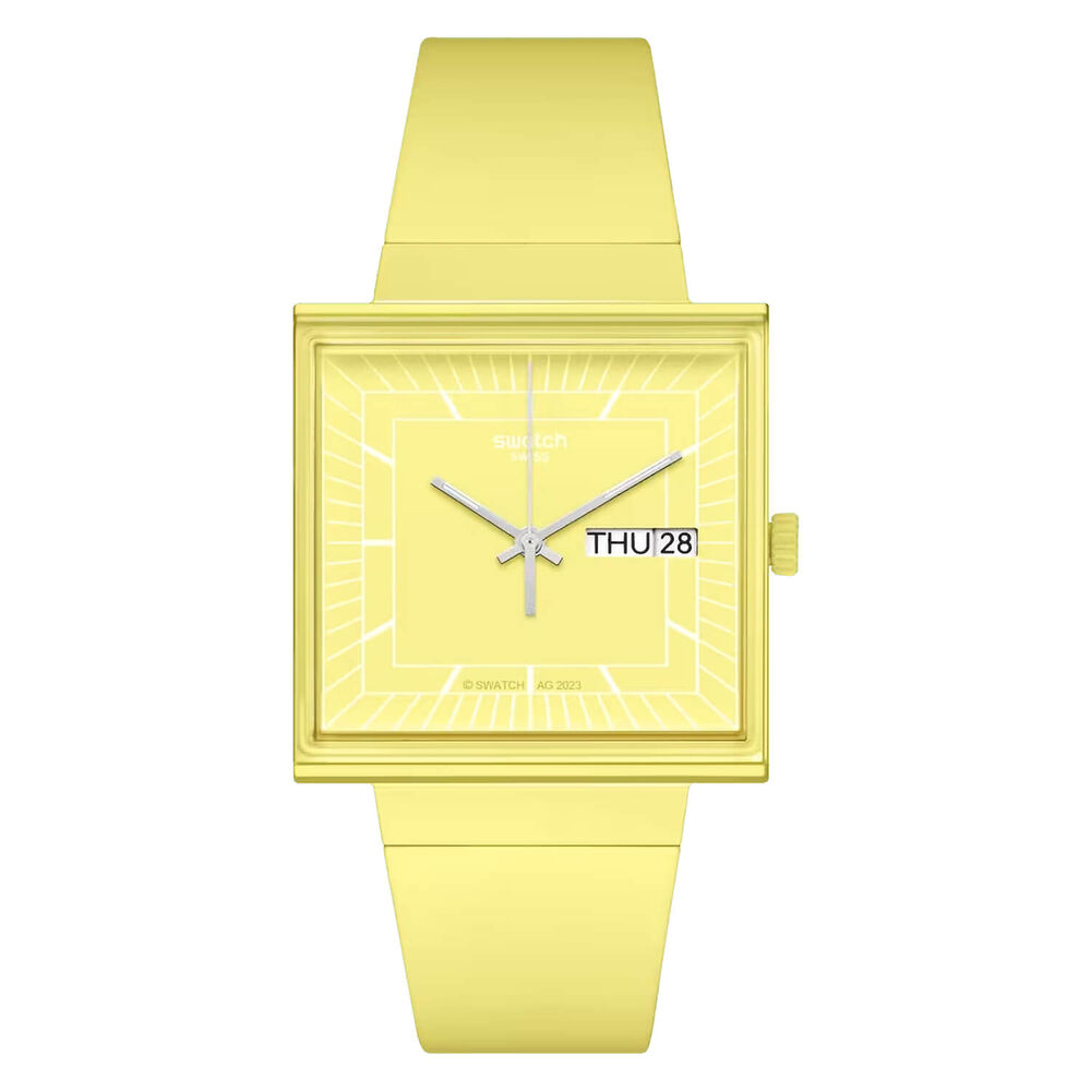 Swatch Bioceramic What If...Lemon? Square Dial Yellow Strap Watch image number 0