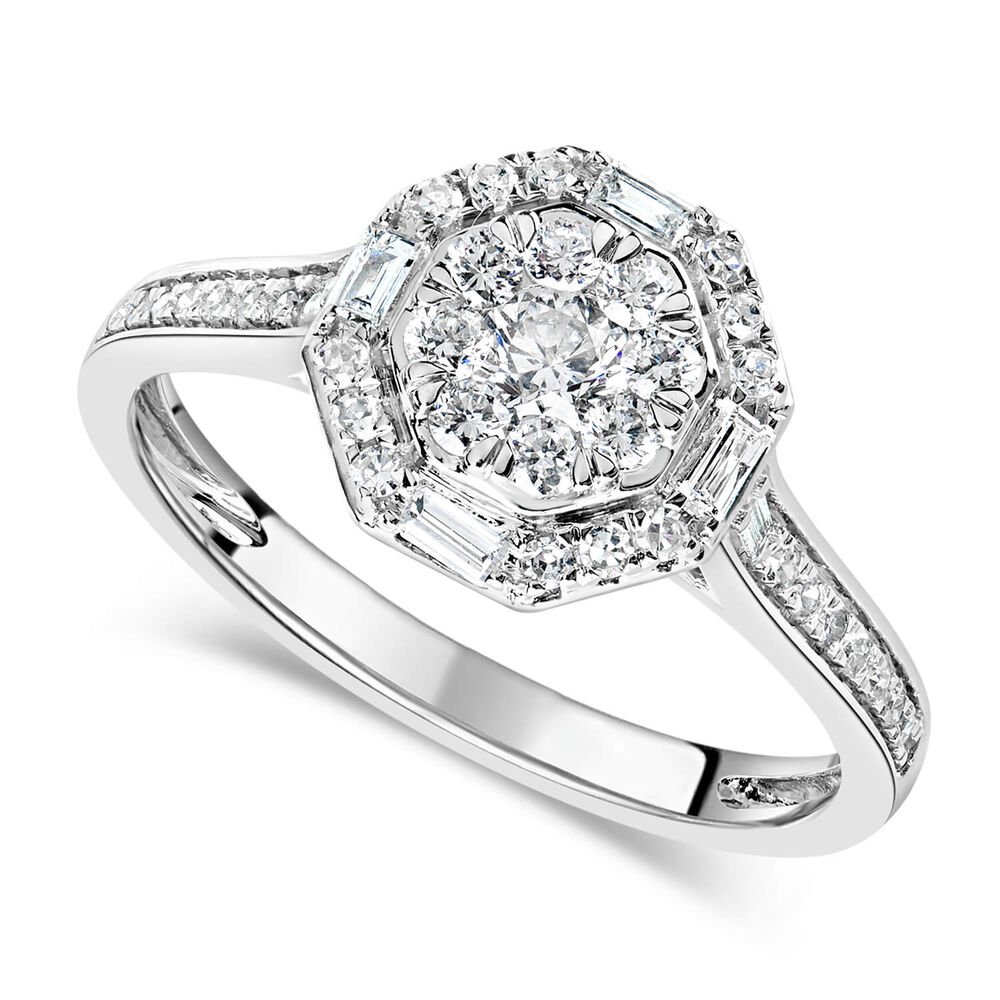18ct White Gold 0.50ct Diamond Hexagon Cluster Ring