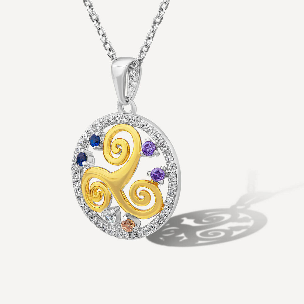 Sterling Silver & Gold Plated Triskele Celtic Spiral Pendant image number 1