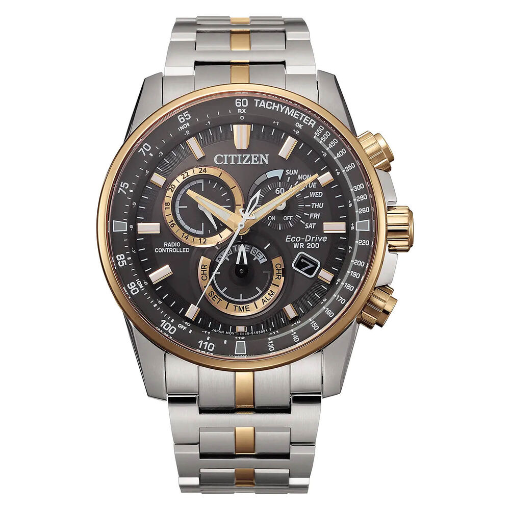 Citizen Eco-Drive Perpetual Chrono A.T 43mm Grey Dial Two-Tone Steel Bracelet Watch image number 0