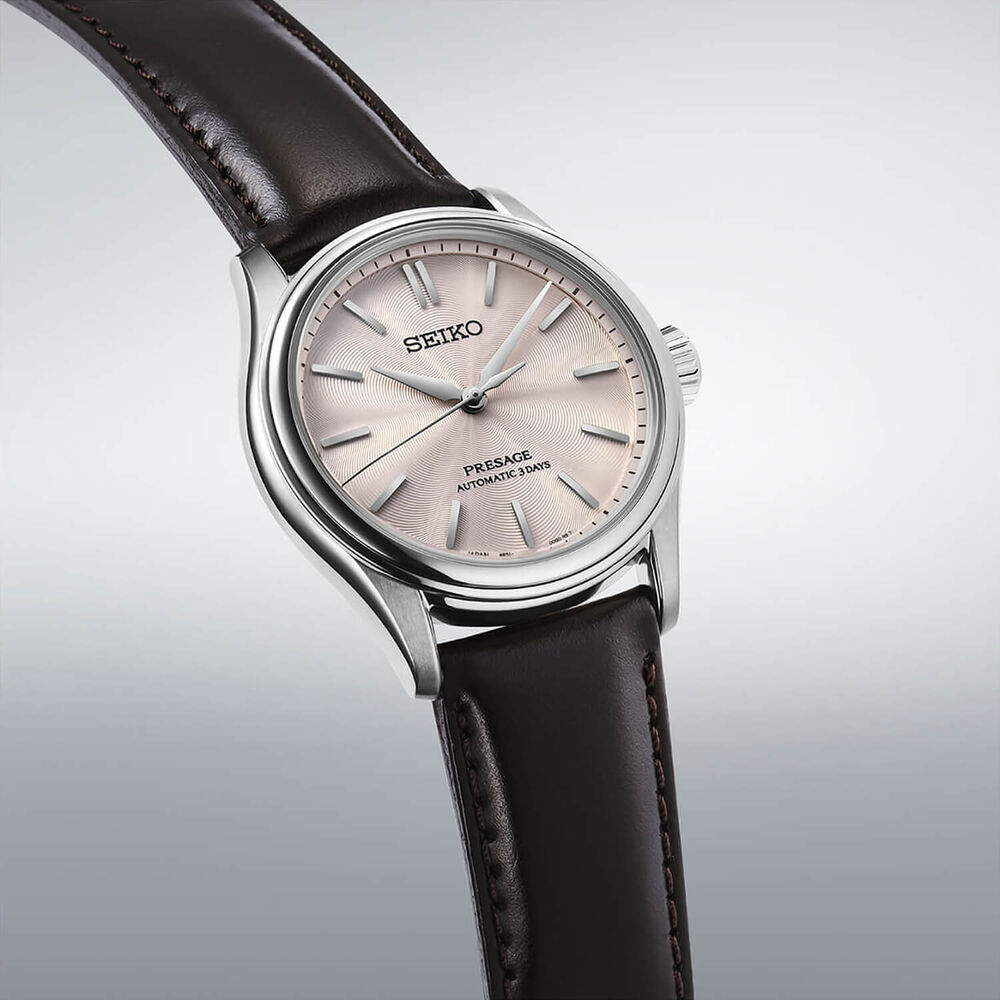 Seiko Presage Classic Series 'Sakura Iro' 38mm Pink Dial Brown Leather Strap Watch