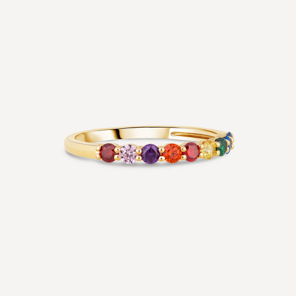 9ct Yellow Gold Multi Colour Cubic Zirconia Eternity Ring