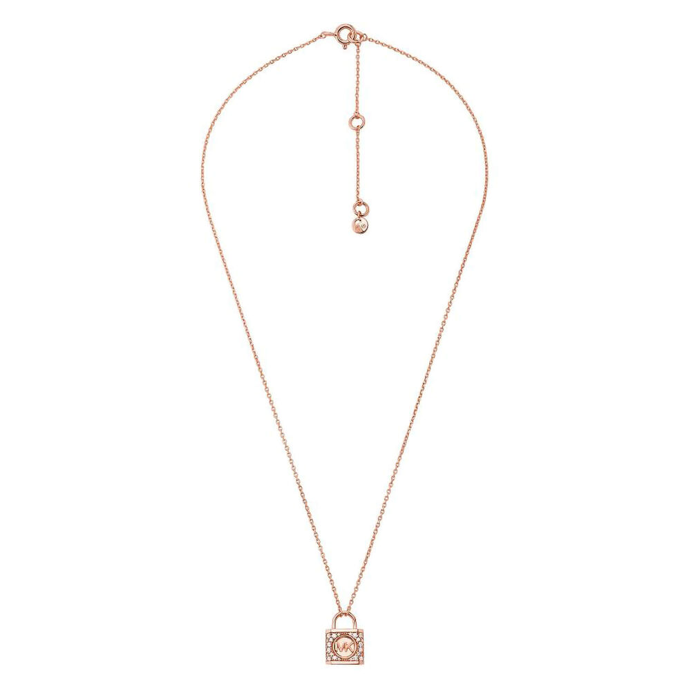Michael Kors Rose Gold Plated Lock Necklace image number 0