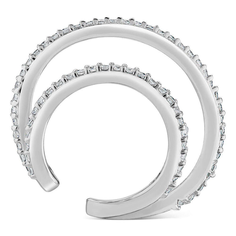 Sterling Silver Double Pave Cubic Zirconia Single Cuff Earring