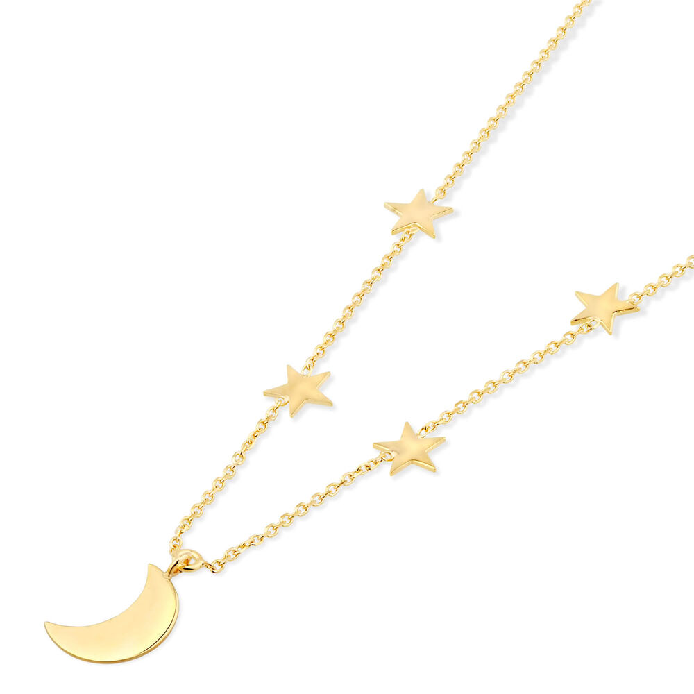 9ct Yellow Gold Moon & Stars Chain Necklet