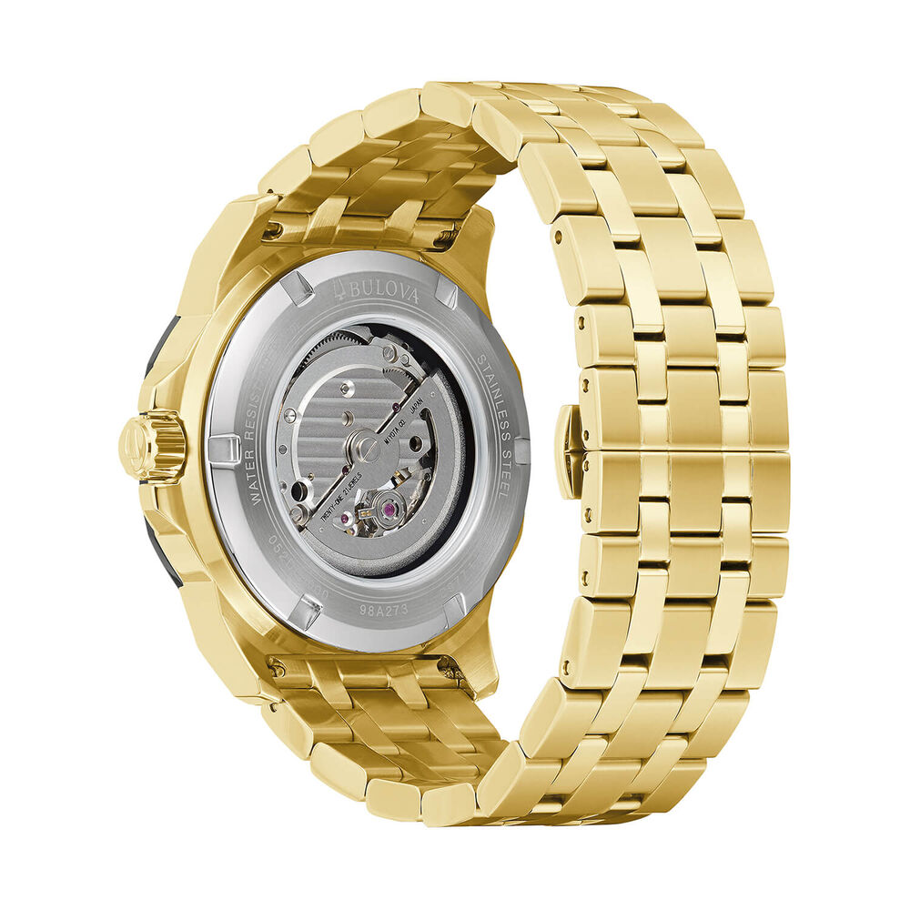 Bulova Marine Star Series A Automatic 45mm Black Dial Gold Tone Steel Bracelet Watch image number 1
