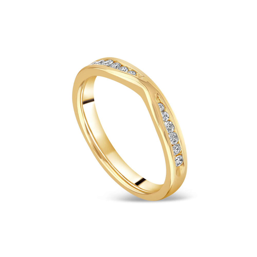 18ct Yellow Gold Channel Set Cut Out 0.16ct Wedding Ring image number 0