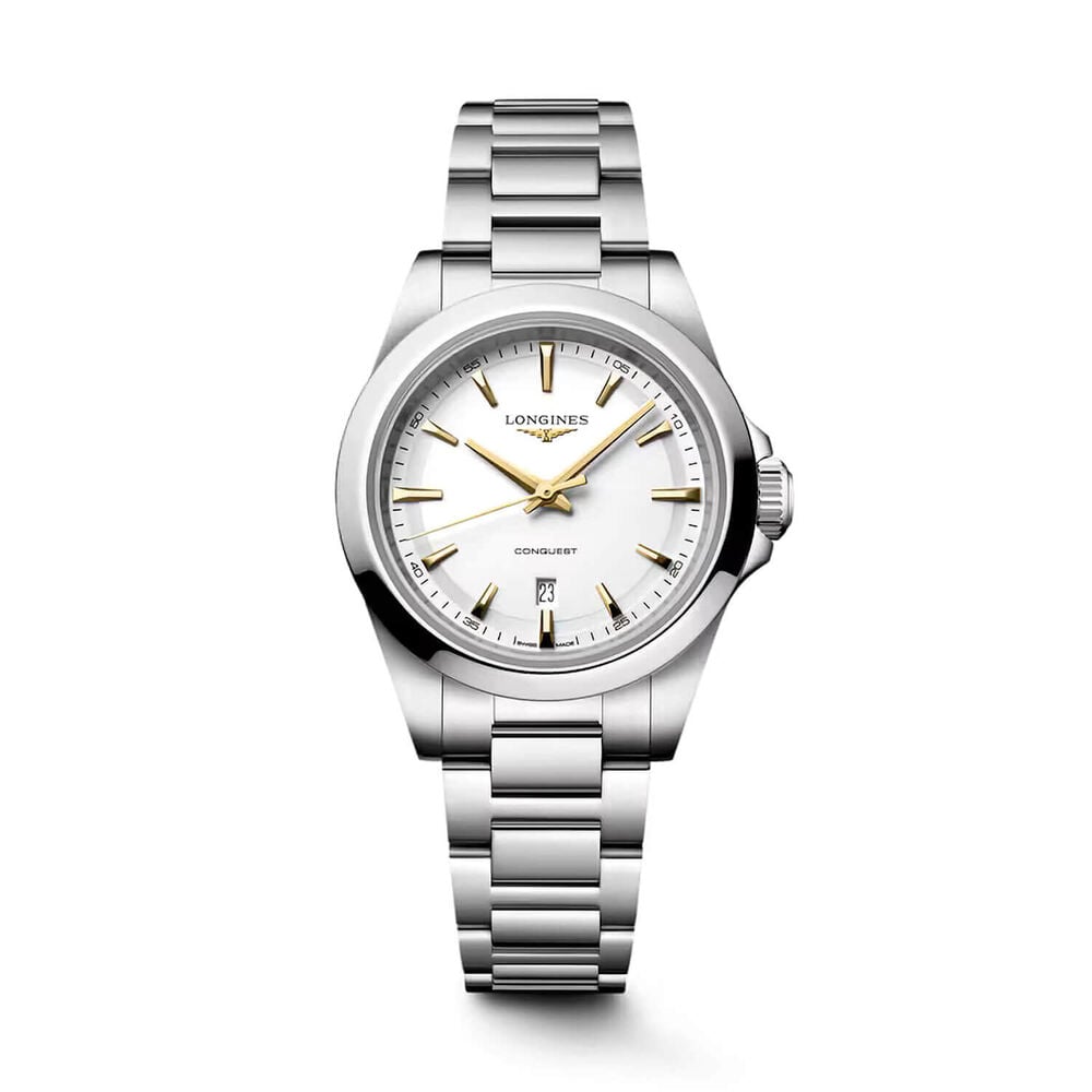 Longines Conquest 30mm White Dial Stainless Steel Bracelet Watch