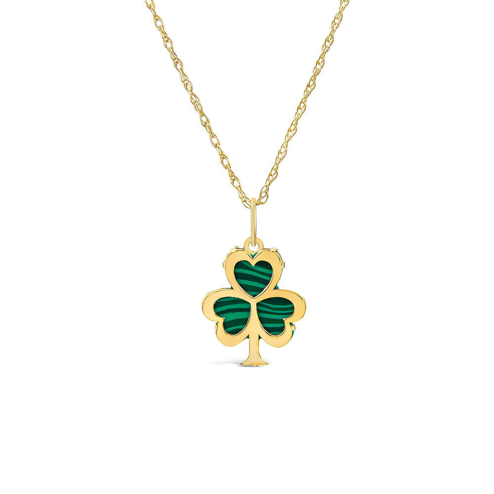 9ct Yellow Gold Malachite Yellow Gold Shamrock Pendant image number 0