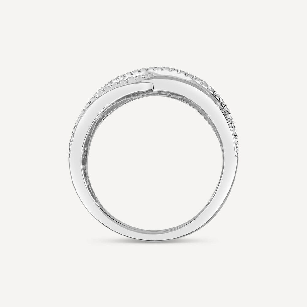 Platinum 1.00ct Round & Baguette Diamond Crossover Band Ring image number 5