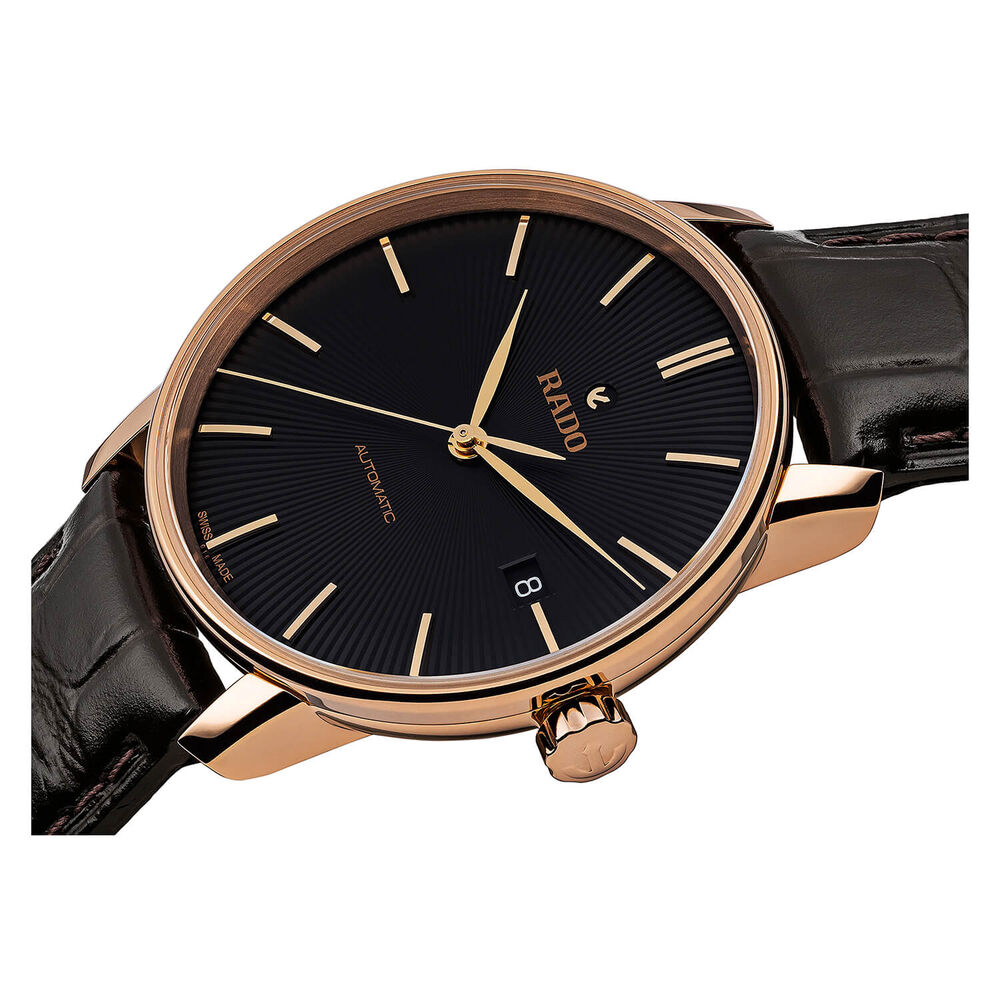 Rado Coupole Classic Automatic Black/Rose Batton Dial With Date Black Strap image number 1