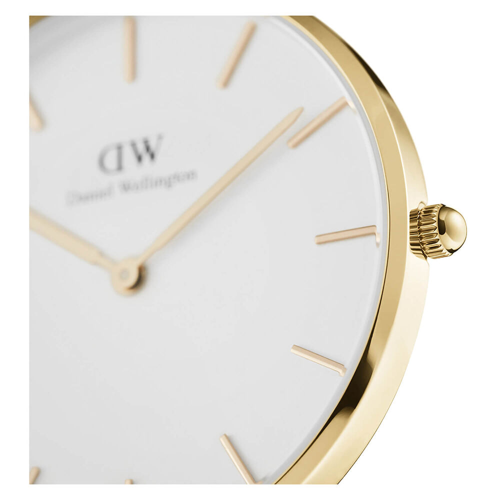 Daniel Wellington Petite Evergold 36mm White Dial Yellow Gold PVD Steel Mesh Bracelet Watch image number 2