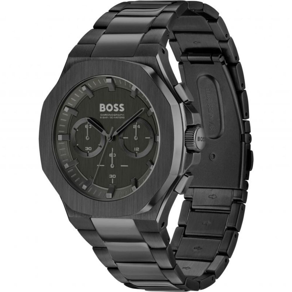 BOSS Taper 45mm Black Chrono Dial Black IP Case Watch image number 2