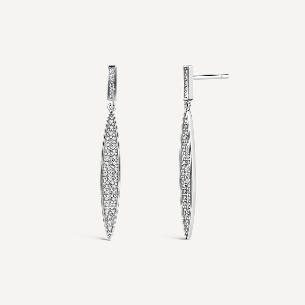 Sterling Silver Cubic Zirconia Spear Shaped Drop Earrings image number 1