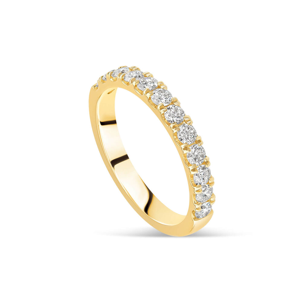 18ct Yellow Gold 2.50mm 0.45ct Diamond Round Split Claw Wedding Ring