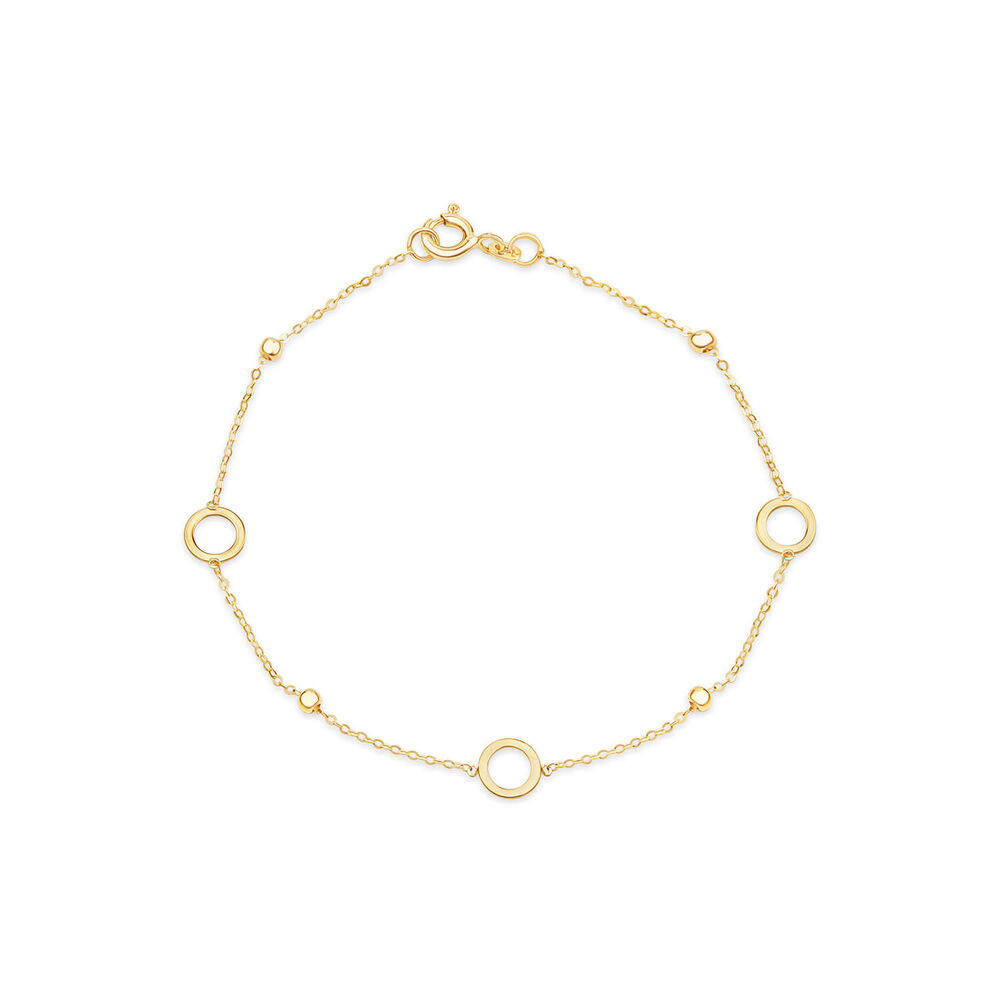 9ct Yellow Gold Circle & Bead Bracelet image number 0