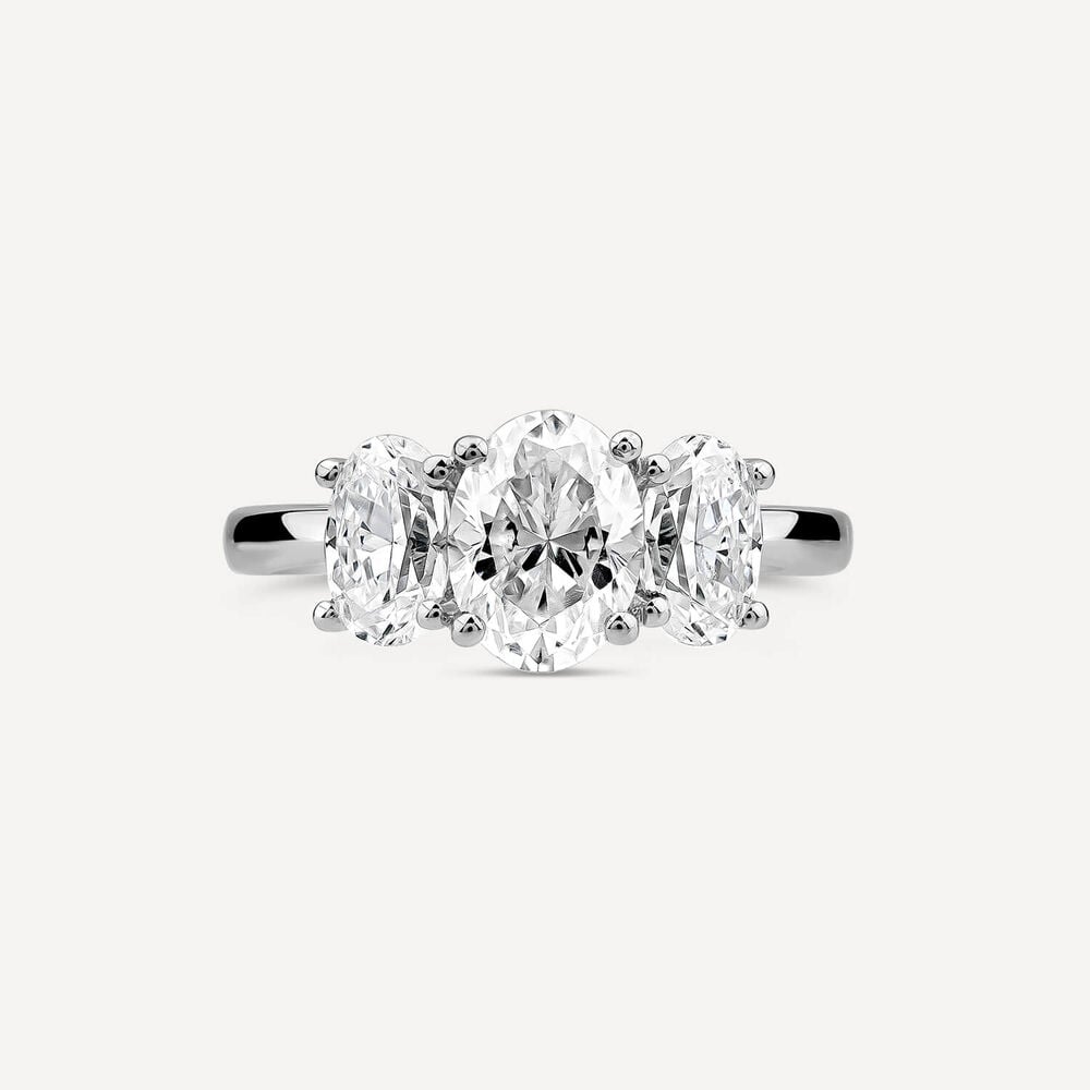 Born Platinum 2ct 3 Oval Stone Diamond Ring image number 1