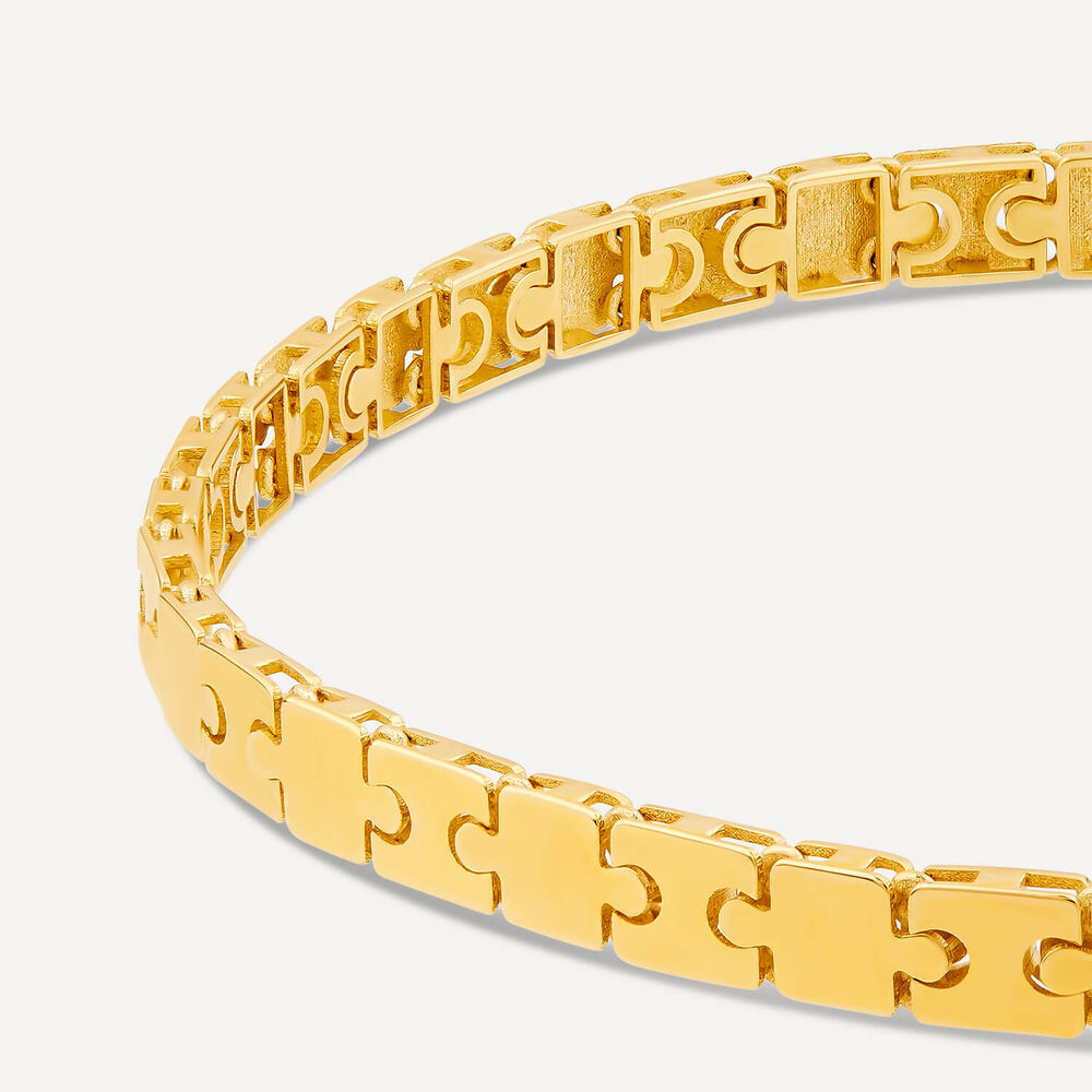 9ct Yellow Gold Shiny Narrow Jigsaw Bracelet image number 1
