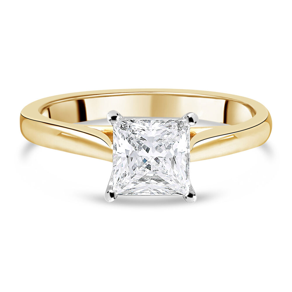 18ct Yellow Gold 1.00ct Princess Diamond Orchid Setting Ring image number 4
