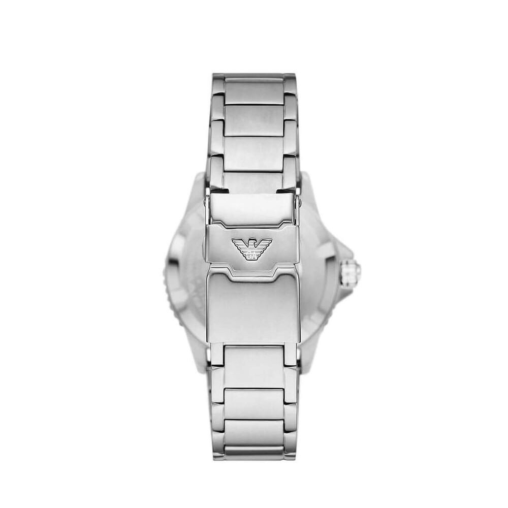 Emporio Armani Diver 42mm Blue Dial Red & Blue Bezel Steel Bracelet Watch image number 3
