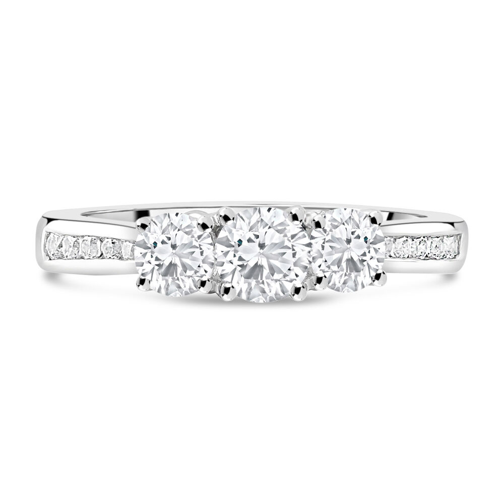 18ct White Gold 1.00ct Diamond Trilogy Tulip Setting Ring image number 1