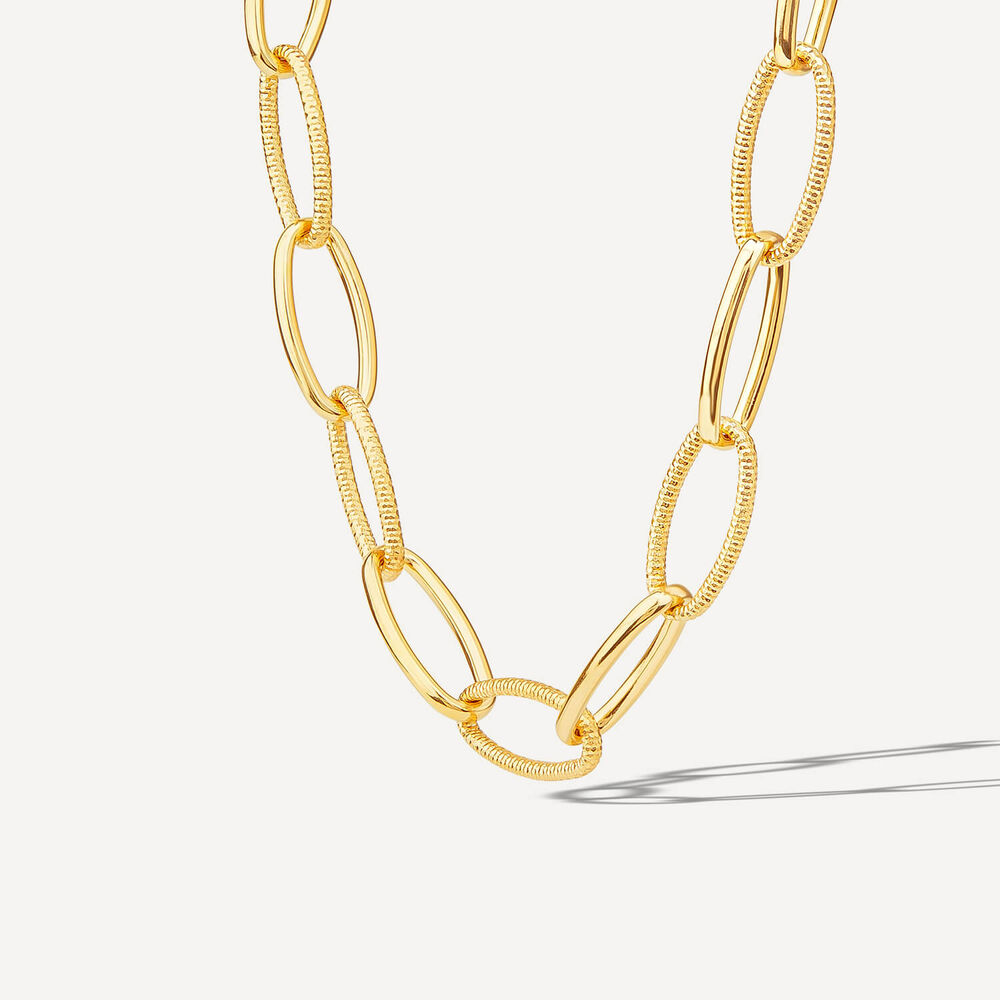 Silver & Yellow Gold Plated Open Curb Link Necklet image number 1