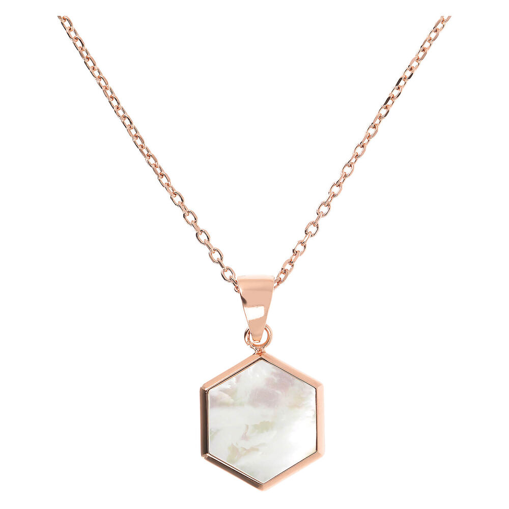 Bronzallure Hexagonal 15MM Flat Gemstone Pendant Necklace