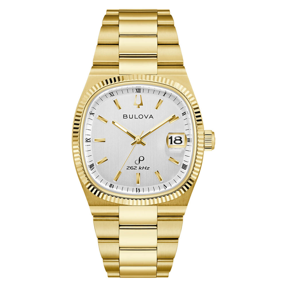 Bulova Super Seville 38mm Silver Dial Yellow Gold PVD Steel Bracelet Watch image number 0