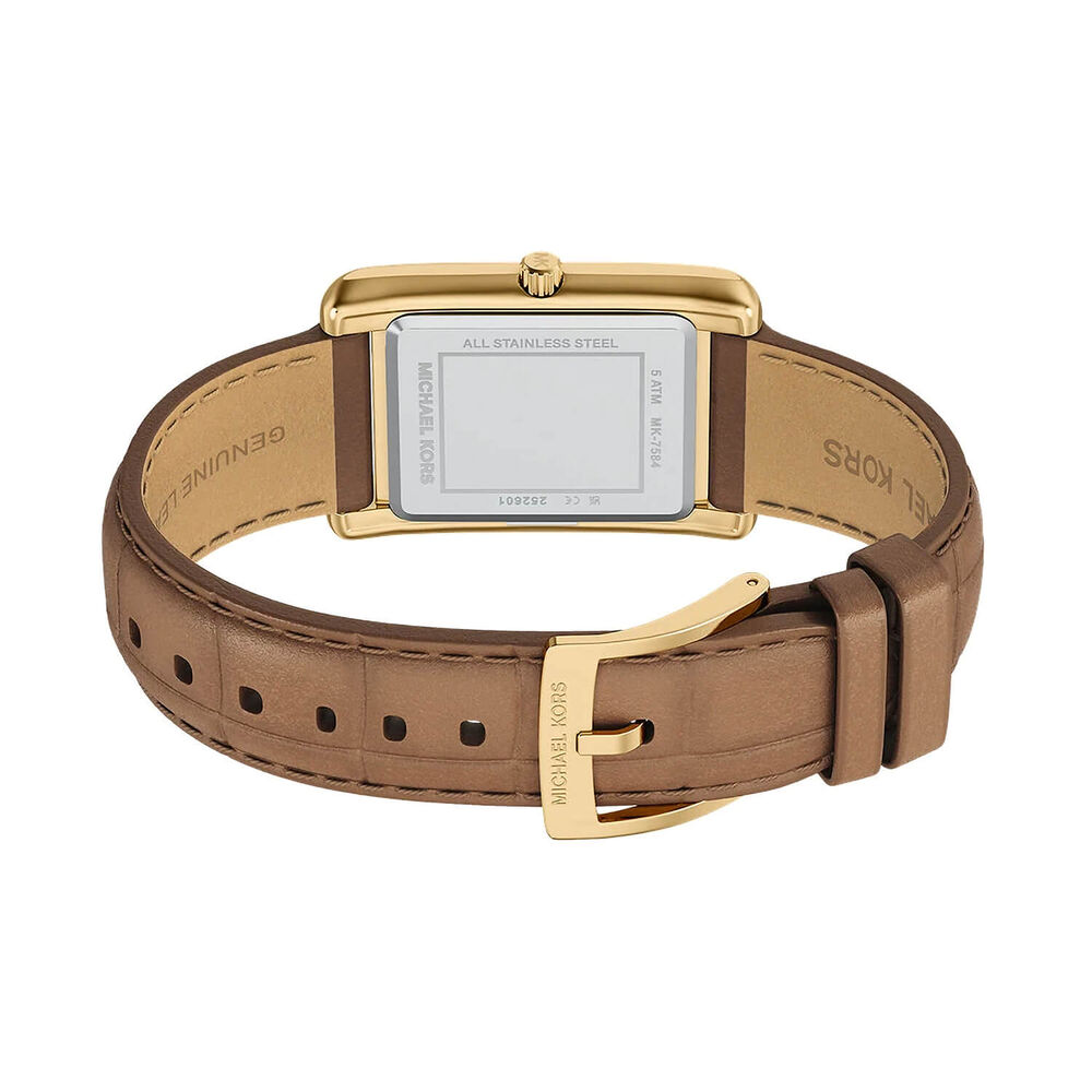 Michael Kors Essex 26mm Gold Dial Brown Leather Strap Watch