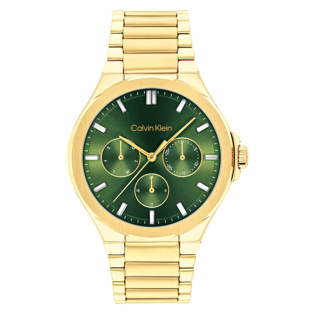 Calvin Klein Vibrancy 38mm Green Dial Gold Plated Steel Bracelet Watch