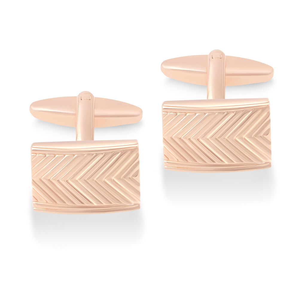 Mens Rectangular Rose Gold Plated V Design Cufflinks