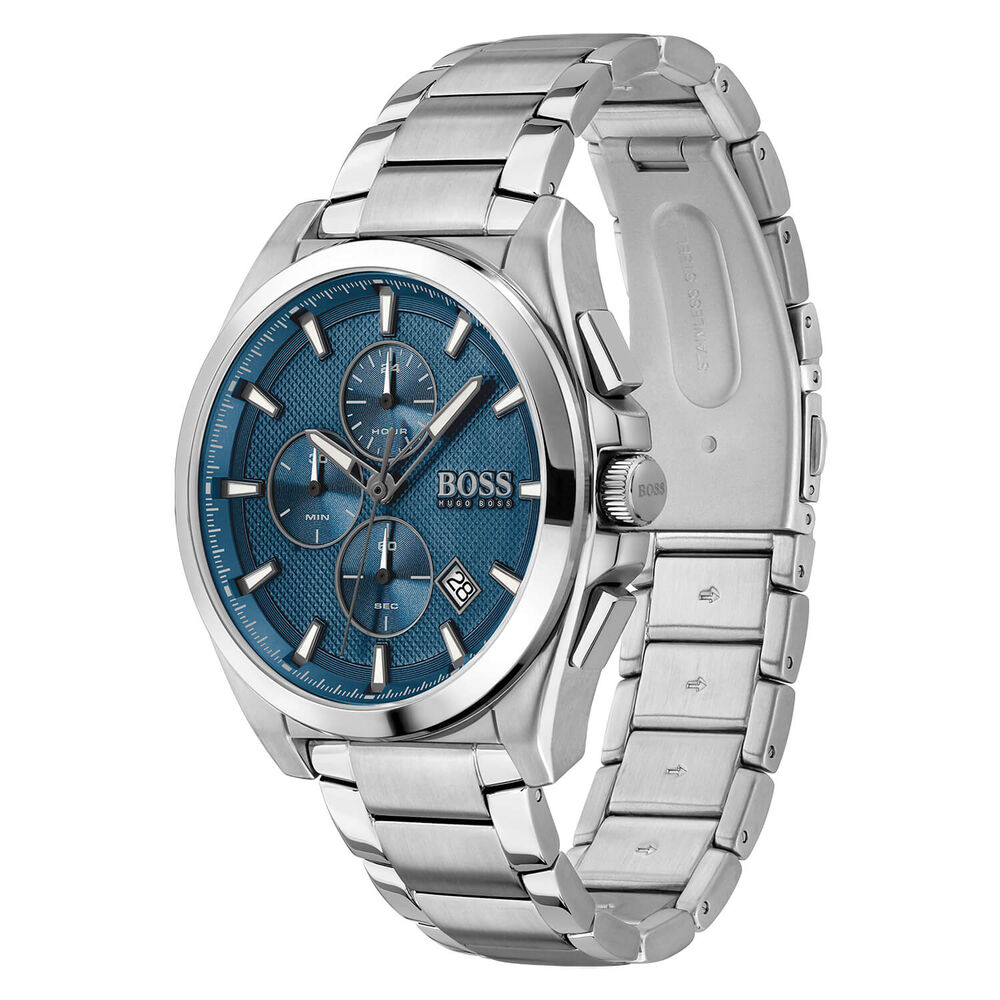 Hugo BOSS Grandmaster Lux 46mm Blue Dial Steel Case Bracelet Watch image number 1